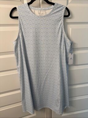 NWT Southern Tide Light Blue and White Geometric Sleeveless Dress